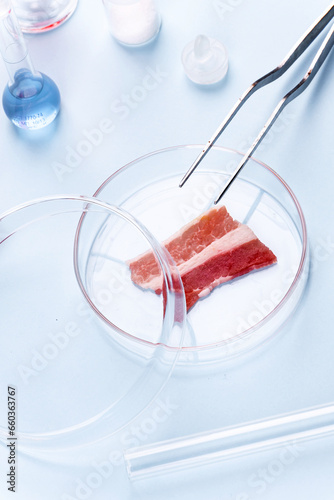 Bacon in Glass Petri Dish