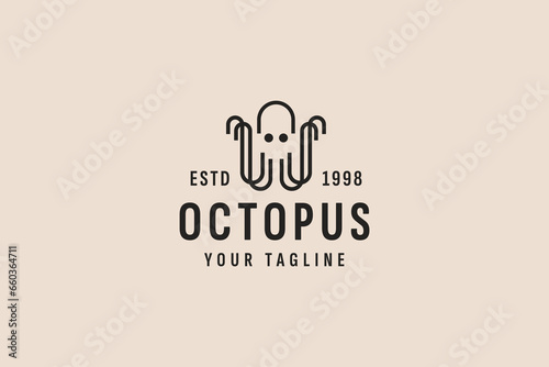 vintage style octopus logo vector icon illustration
