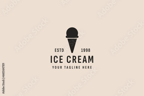 vintage style ice cream logo vector icon illustration