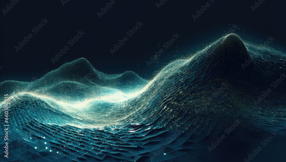Naklejka premium An abstract illustration of data flowing through a network of nodes