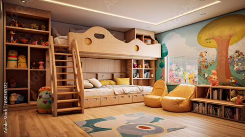 kids room with bookcases