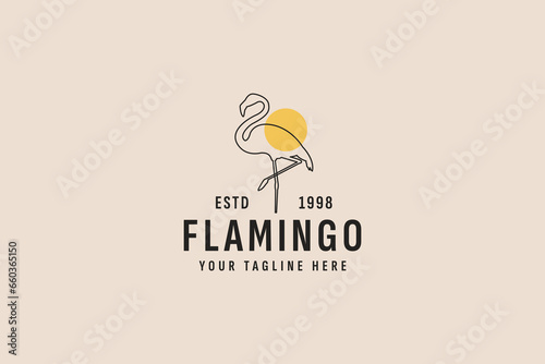 vintage style flamingo logo vector icon illustration