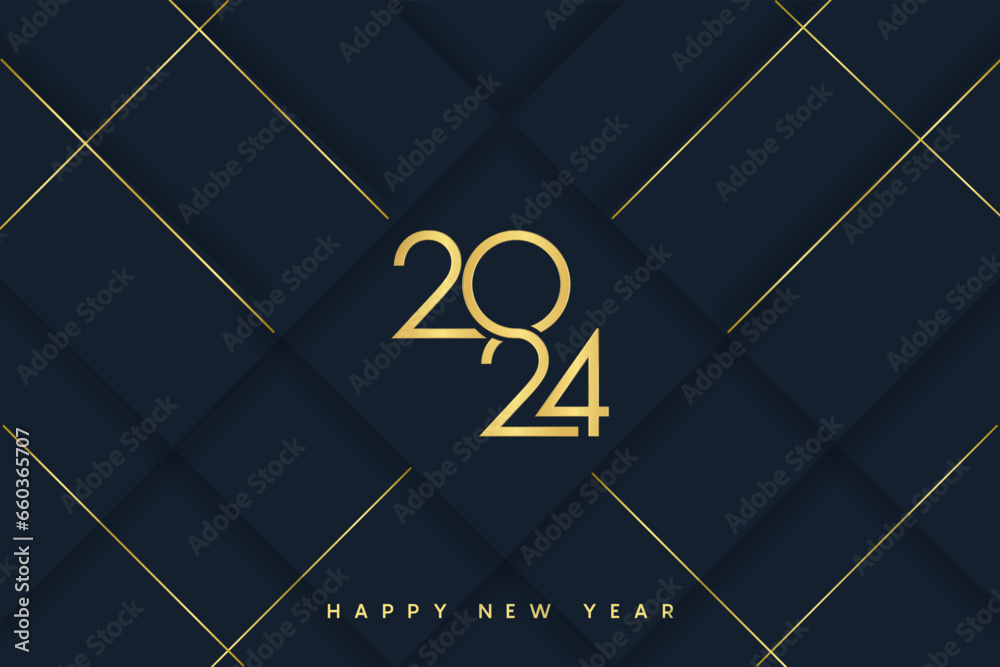 Happy new year 2024 background. Holiday greeting card design. Creative luxury background. Vector illustration. - obrazy, fototapety, plakaty 