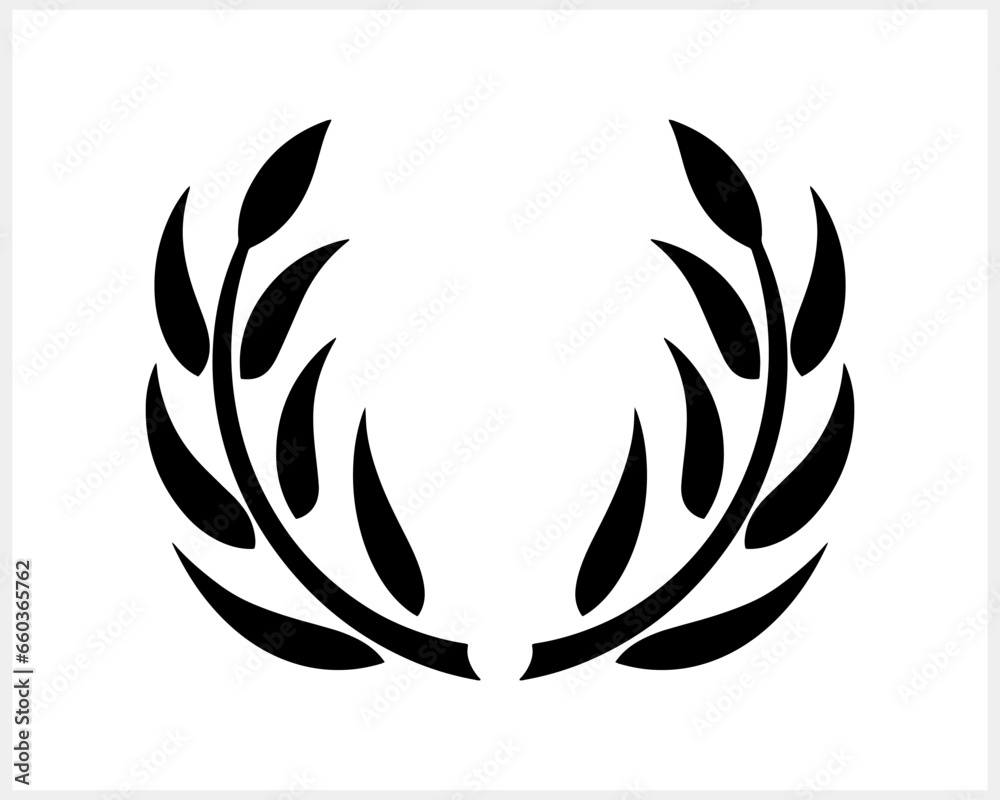 Laurel wreath icon isolated. Eco clipart. Branch with leaf. Frame, border. Vector stock illustration. EPS 10 Laurel wreath icon isolated. Eco clipart. Branch with leaf. Frame, border. Vector stock illustration. EPS 10