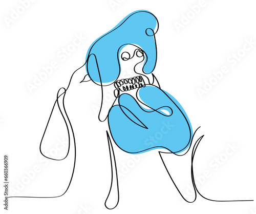 Line art of pets dental health. Pets poster. They need dental care too.
