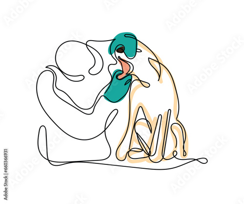 Line art of pets dental health. Pets poster. They need dental care too.