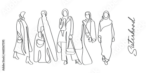 line art vector of an asian girl in hijab. Muslim girl vector. hijab day art . happy hijab day to al hijabi