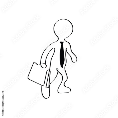 person with a briefcase. line art of a corporate man. Entrepreneur concept.