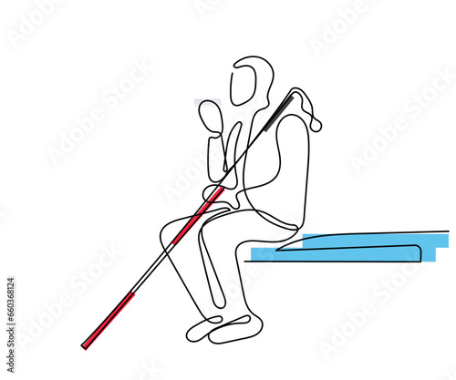 Line art vector. White cane awareness. Hand drawn doodles.
