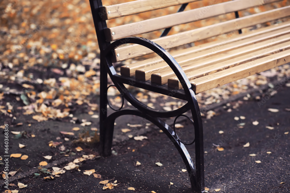 Autumn park bench, rainy texture background. Rain in autumn park, drops of water, wind. Autumn park bench, rainy texture background. Rain in autumn park, drops of water, wind.