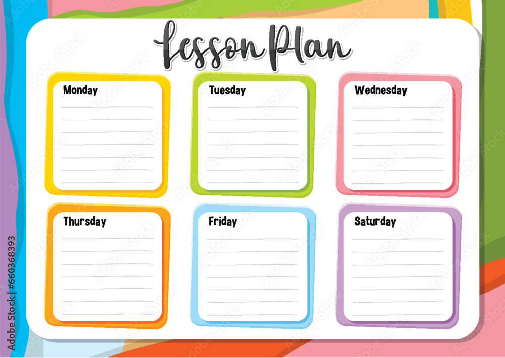 Colorful Weekly Lesson Plan Notepad Template