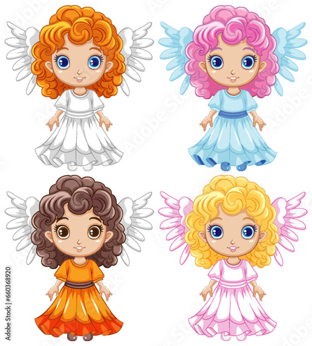 Angel Girl with Wings Cartoon Character
