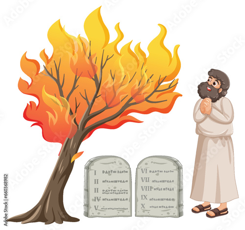 Moses and the Burning Bush: Ten Commandments Illustration