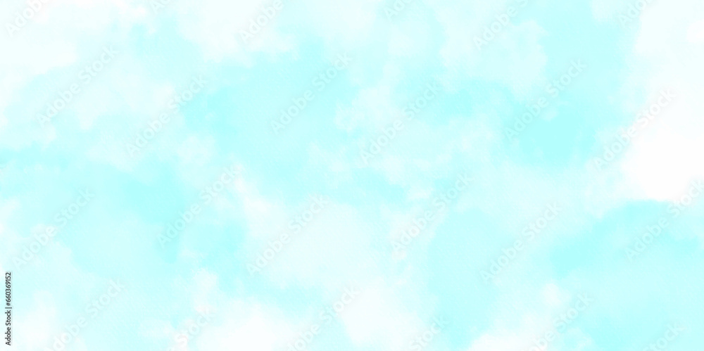 Abstract blue wall background with watercolor cloud and sky. blue sky and natural white cloud. pink cloud sky on art graphics, blue wall christmas texture pattern background.	
