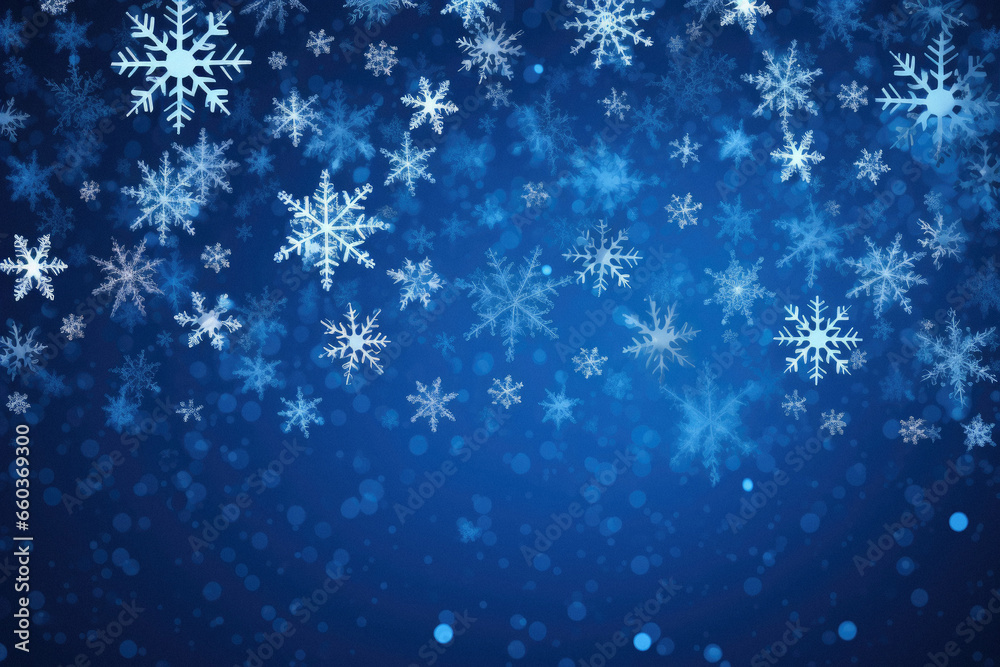 Winter background with snowflakes and snowflakes.