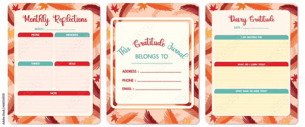 Naklejka premium Autumn Leaves Mental Health Check Note Template