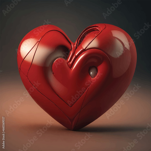 Colorful human heart with triangular wireframe in various view point and color lighting isolated on white background
