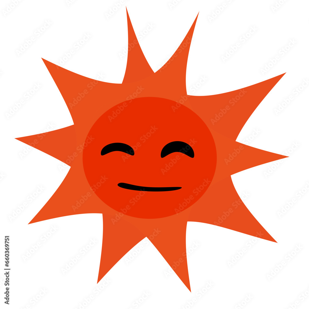 sun, red, cartoon, vector illustration, education for young children
