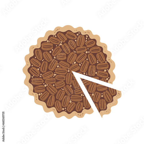 Traditional Thanksgiving pecan pie hand drawn illustration