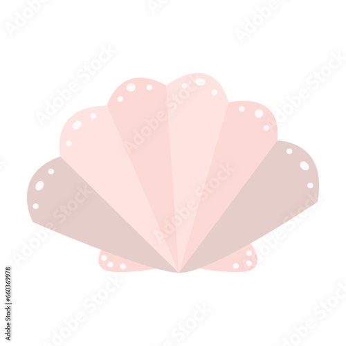 Cute shell. Flat cartoon style. Tropical beach shell. Vector illustration