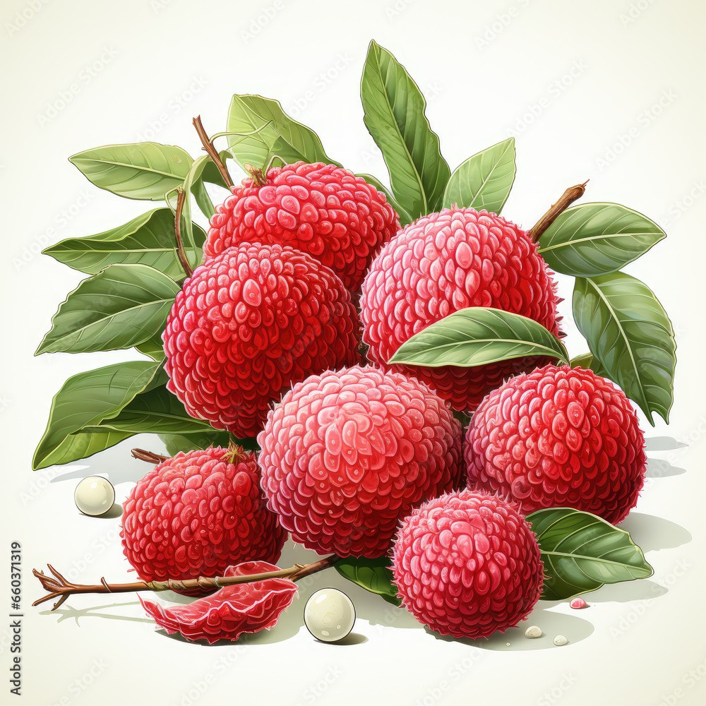 watercolor Lychee clipart, Generative Ai watercolor Lychee clipart, Generative Ai