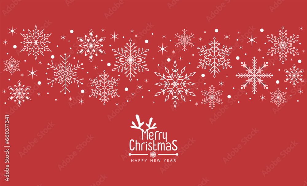 Merry Christmas background with snowflakes, banner, card. Vector illustration