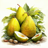 watercolor Jackfruit Teaclipart, Generative Ai