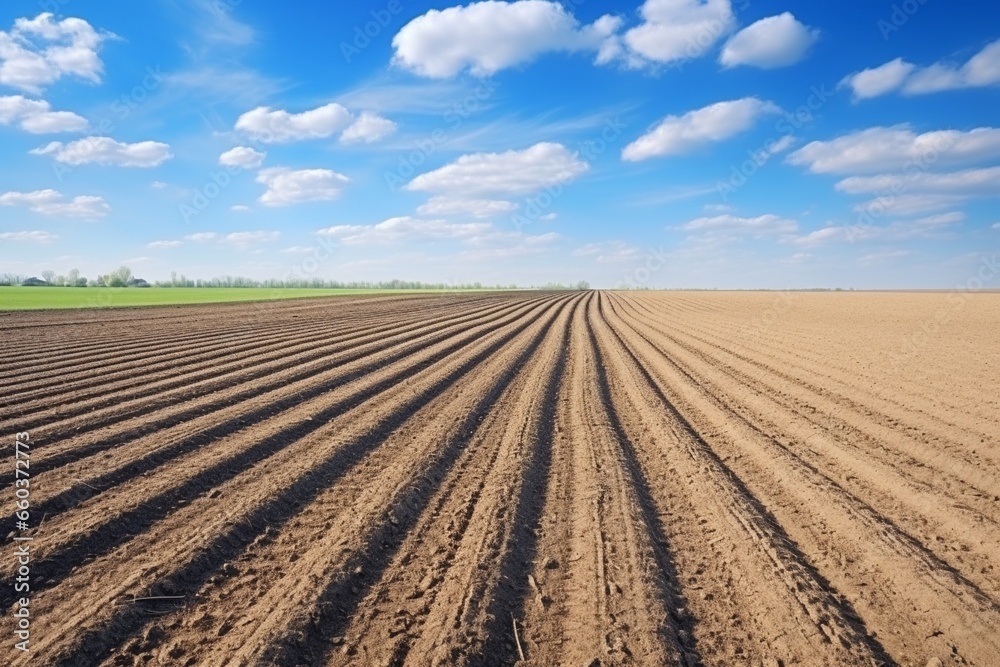 Spring Agriculture: Preparing Plowed Fields for Planting