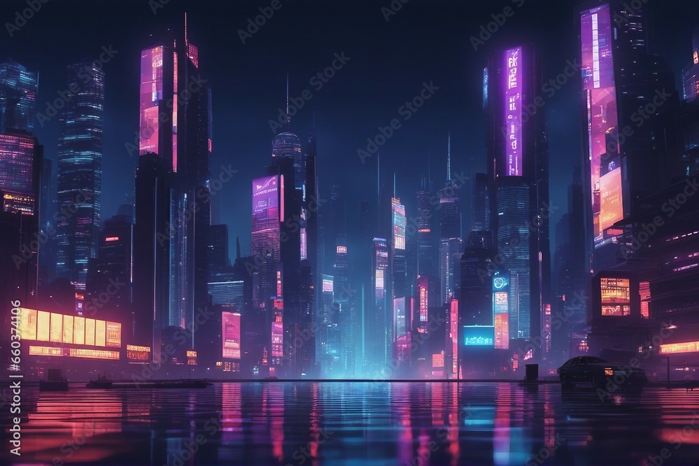 Fotka „Pixel Art Illustration of a Cyberpunk Cityscape at Night with ...