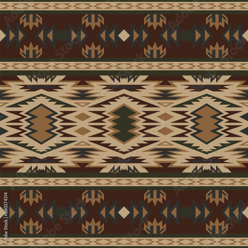 Aztec, Navajo geometric seamless pattern. Native American Southwest print. Ethnic design wallpaper, fabric, cover, textile, rug, blanket.