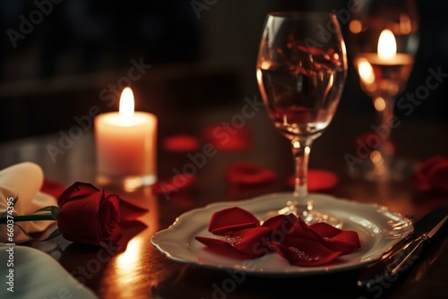 Romantic dining on Valentine s Day. Generative AI