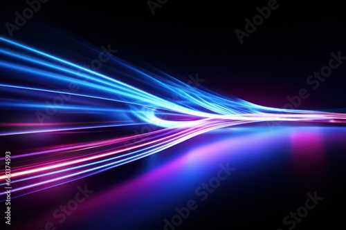 abstract purple neon lines and swirl 3d background on black. Motion blur backdrop.