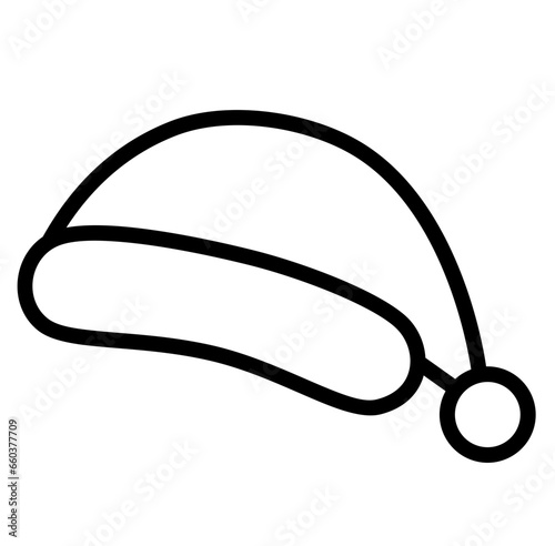Cute Christmas santa hat outline cartoon doodle illustration	