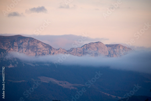 Mountain landscape from the rural areas of the Carpathian mountains in Romania.