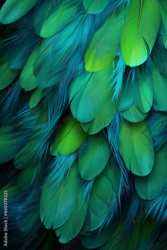 Obraz premium beautiful color feathers as a background, macro photo, nature series