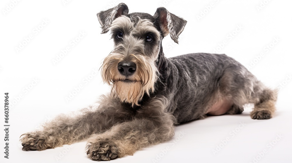 Studio photo of adorable cute dog looking at the camera