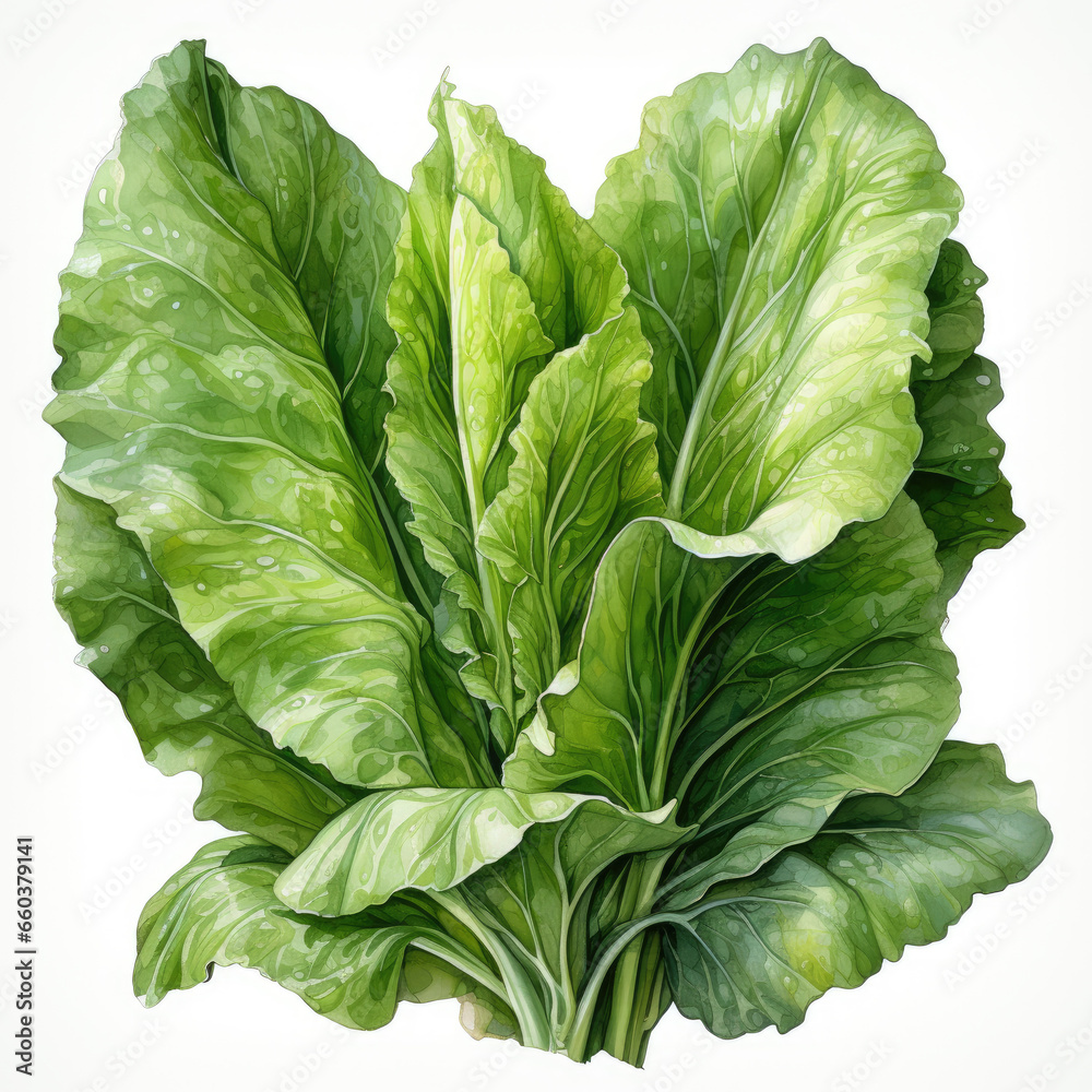 Fototapeta premium watercolor Lettuce Teaclipart, Generative Ai