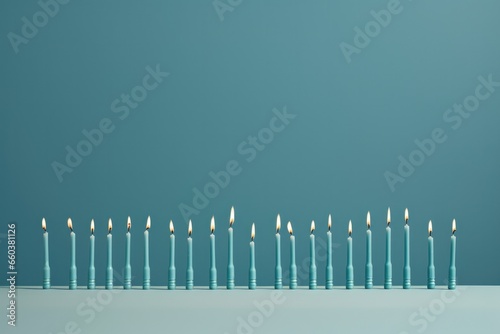 A row of beautifully lit candles on a table  creating a warm and cozy atmosphere
