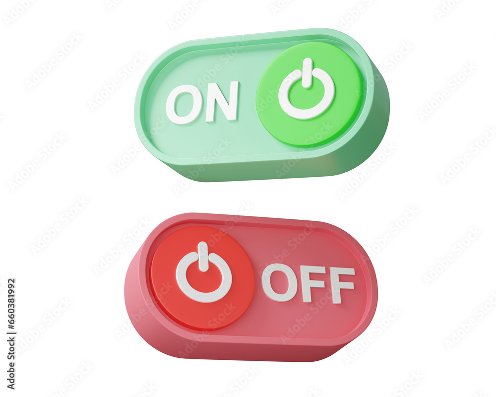 Power button on and off icon toggle switch buttons on isolated ...