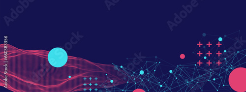 The abstract wave is made in a frame style. Template for science and technology presentation.