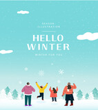 Winter emotional illustration. Web Banner. Pop-up