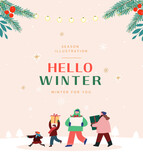 Winter emotional illustration. Web Banner. Pop-up