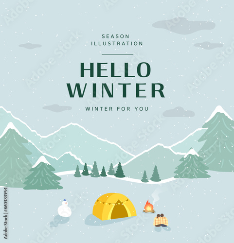Winter emotional illustration. Web Banner. Pop-up