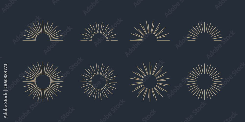 Sunburst set. Big collection sunburst best quality. Sun rays. Radial sunset beams. Fireworks. Vector illustration. Sunburst set. Big collection sunburst best quality. Sun rays. Radial sunset beams. Fireworks. Vector illustration.
