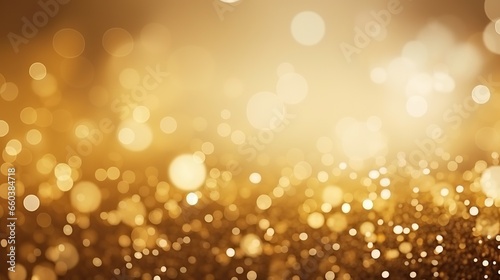 Gold splashes on a bright background . Festive bokeh texture