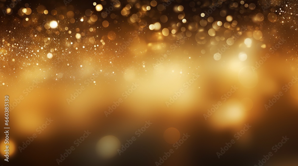 Gold splash.  sparks are flying. Holiday gold lights. blurred sparkling. Background