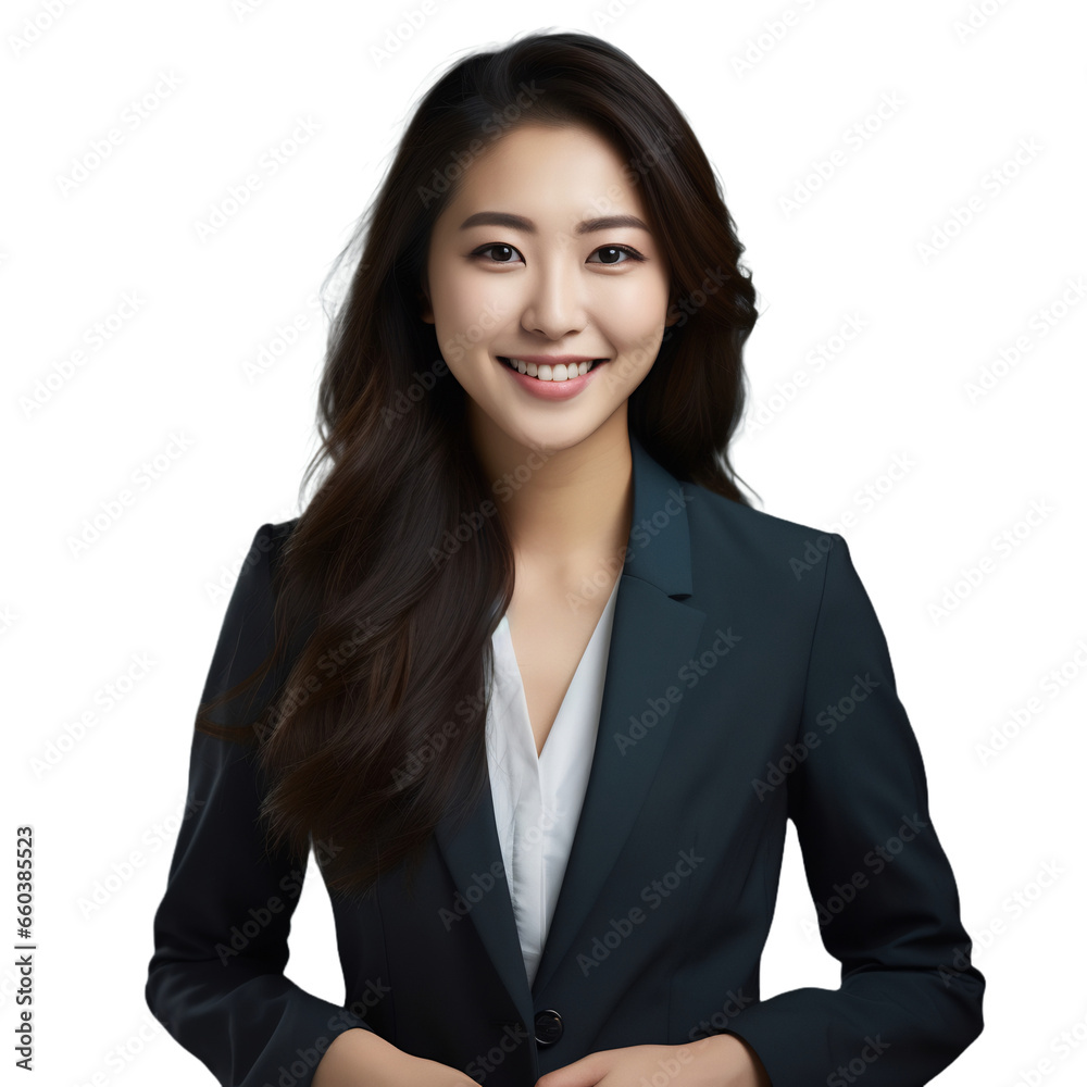 Attractive businesswoman smiling looking at camera transparent background Attractive businesswoman smiling looking at camera transparent background