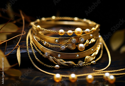 golden jewelry on a black & Gold background