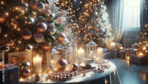 Christmas Room with Elegant Ornaments