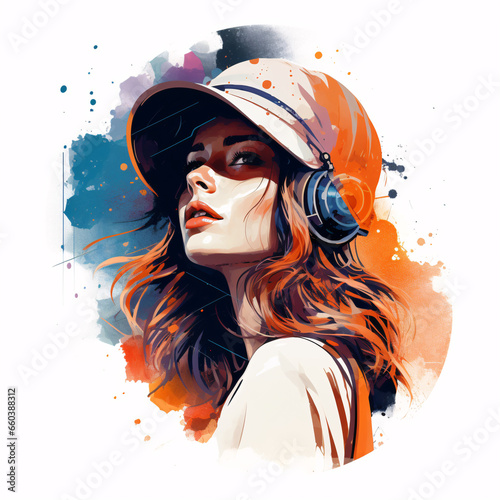 Portrait painting of a girl with a hat